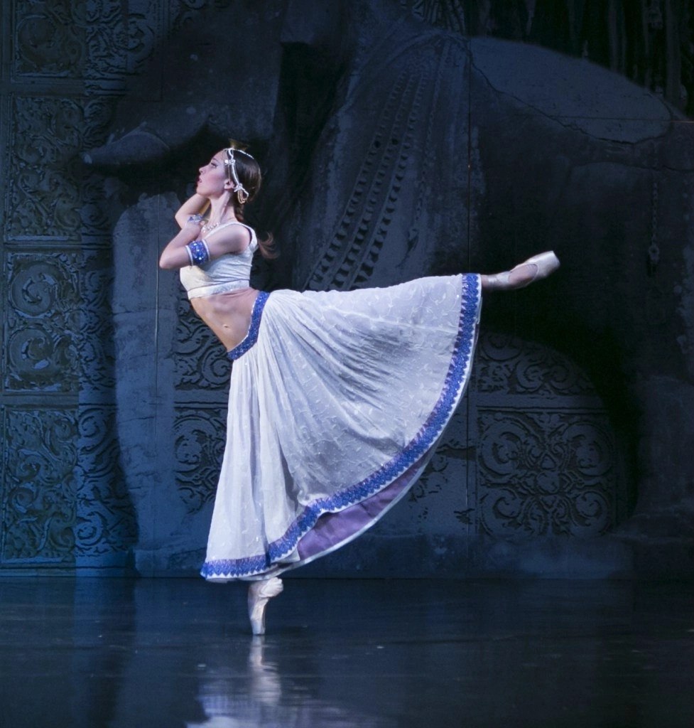 Portrait of a ballet dancer mid-movement